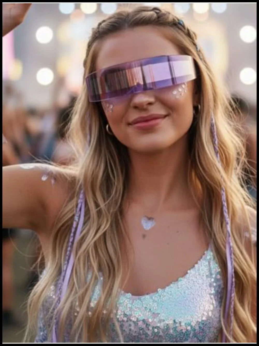 Cyberpunk Wrap Sunglasses Rimless Translucent Mirrored Lens UV Protection Unisex
